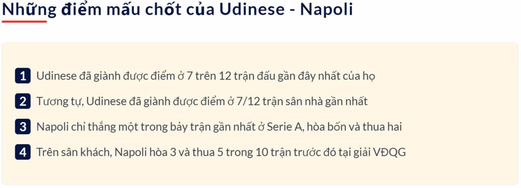 Những điểm mấu chốt của Udinese - Napoli